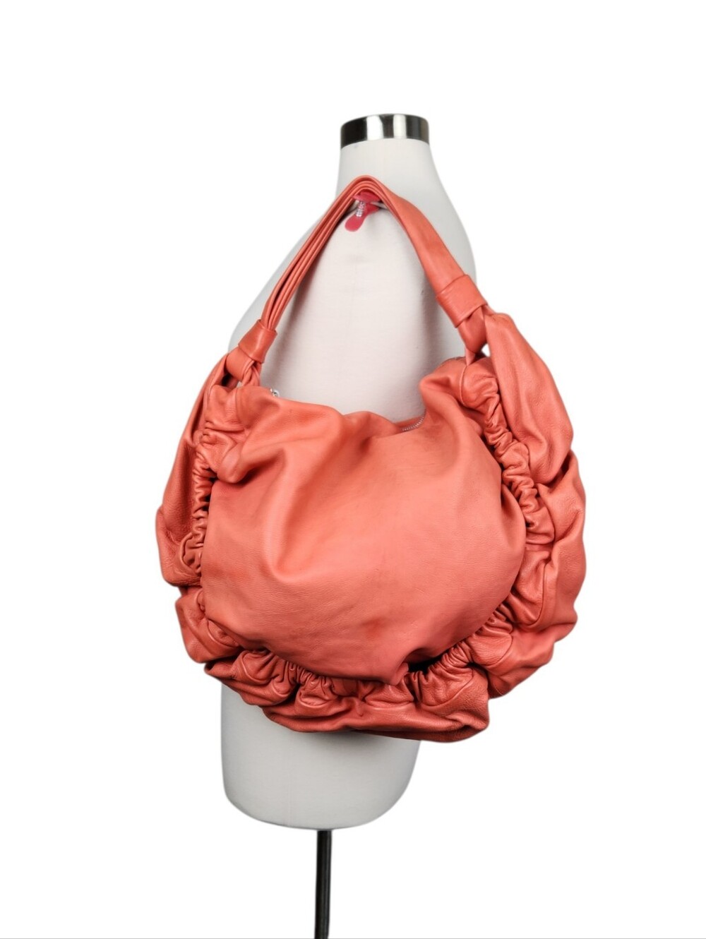 Marni Vintage Rouched Orange Leather Hobo Handbag Shoulder Bag Purse Luxury - Picture 2 of 16
